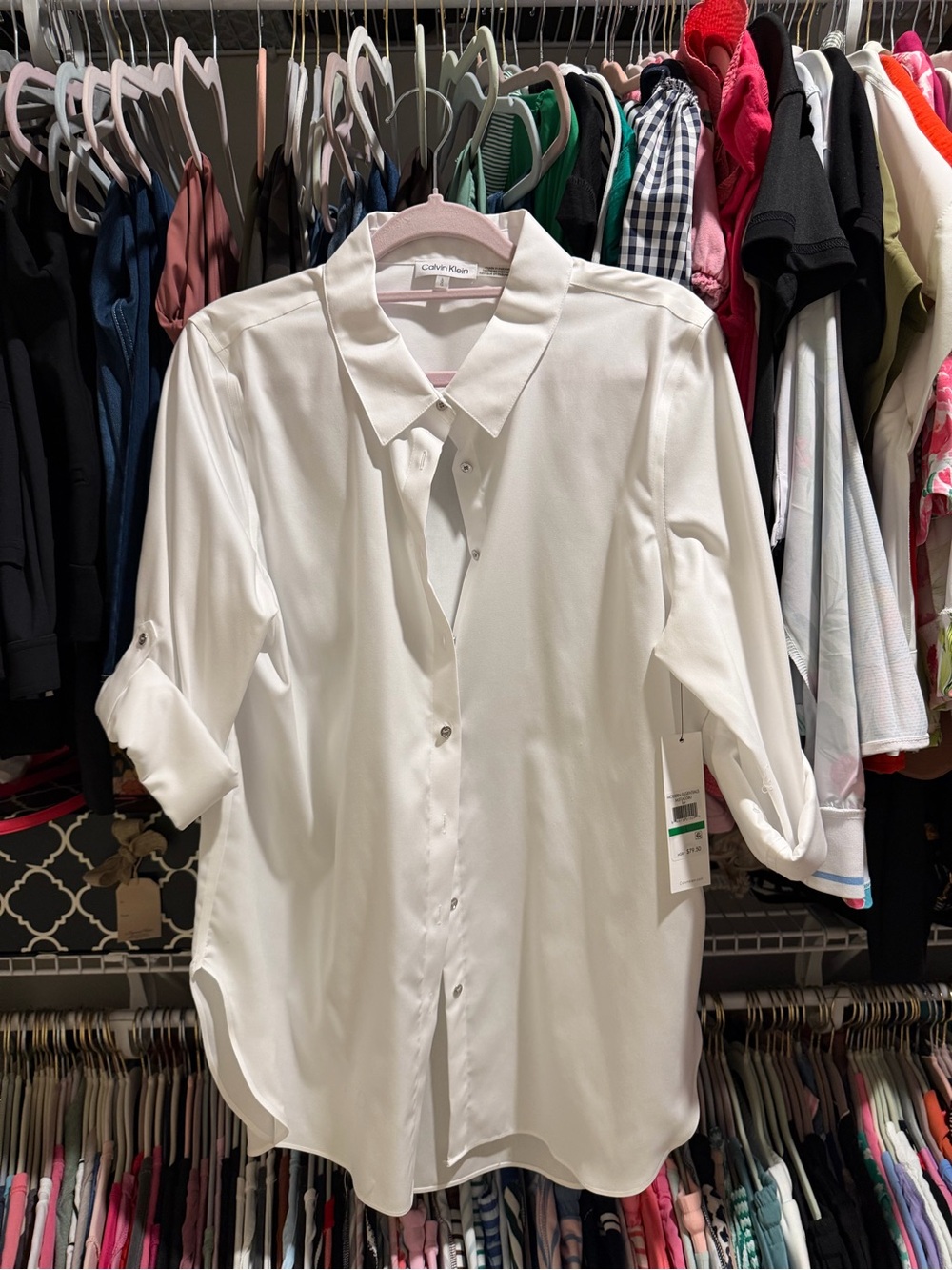 Calvin Klein Cream-White Women's Button-Down Blouse